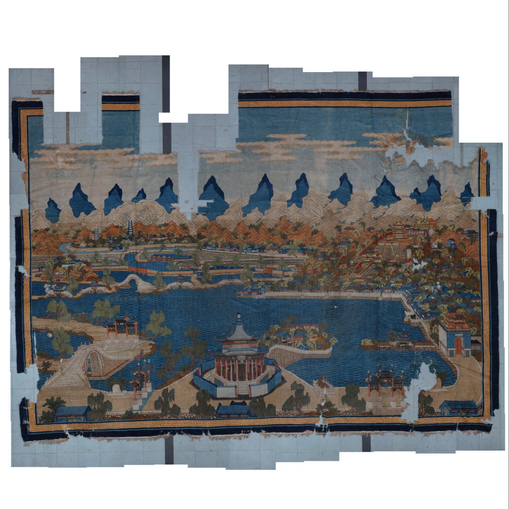 图片[1]-Tufted tricolor Wanshou mountain carpet-China Archive